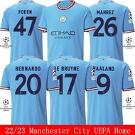 [GR] 2022-2023 Home Football Jersey UEFA De Bruyne Foden Mahrez Bernardo Haaland Unisex Plus Size