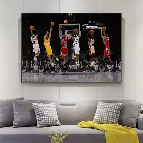 Kobe LeBron Basketball Legends Poster Frameless Wall Art for Living Room Decor Sports Fan Gift