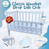 Baby Fourth Couture Classic Dropside Wooden White Crib for Baby