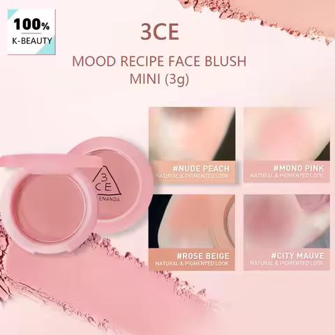 3CE NEW Mood Recipe Face Blush,Natural Color Payoff,Complexion Brightening,Quick Application,Korean 
