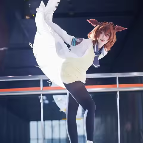 Game Agnes Tachyon Horse Costume Cosplay Yelllow Top White Coat Shirt Full Set for Women Role Play O