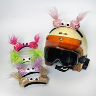 Battery Car Helmet Decoration Three Dolls Ski Helmet Accessories Double Ponytail Helmet Motorcycle A