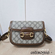 Gucci 咖啡牛皮1955馬銜釦Mini斜背包