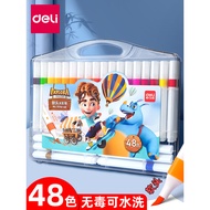 Deli Petua Lembut Pen Cat Air 48 Warna Pen Lukisan Kanak-kanak Petua Lembut Boleh Dicuci 24 Warna Wa