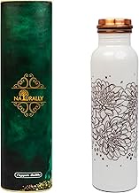 NATURALLY Pure Copper Water Bottle - Handcrafted - Ayurveda health benefits - Large 35 oz - Leak proof - Easy to carry for Sports, Fitness, Yoga, School