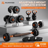 ECOOBIX-RUNWISE 20KG Dumbell Set Exercise Adjustable Dumbbell And Barbell Set 3 In 1 Women Men Gym