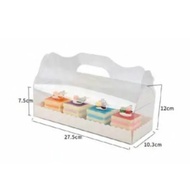 Cake Box - Roll Cake, Transparent, with Handle, 27.5 x 10.3 x 7.5 cm
