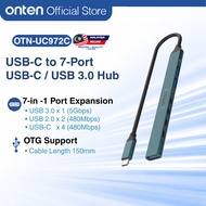 ONTEN Type-C to 7 Ports USB-C & USB3.0 5Gbps OTG USB Hubs UC972C Windows Android