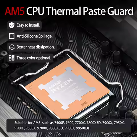 For AM5 Thermal Paste Guard Chips Heat Dissipation Armor Cover For 9700X 9800X3D 9950X3D 7500F 7700X