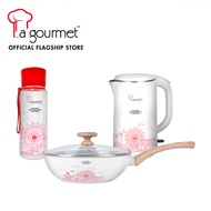 La Gourmet Bundle Deal - Shogun Ceragan 28 cm Wok + 1.8L Seamless Electric Kettle +  600ML Tritan Bo