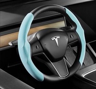 肥仔開倉 - Tesla Model3(2022前)/Y(2024前)專屬軚盤套（天藍色）：體驗卓越握感的高端車品