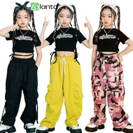 LOlanta Kids Girls' Jazz Croptop Jogger Pants Costume Outfit Hip-hop Street Dance Camo Pants Suit Model Walk Show Stage Performance Wear