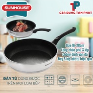 SUNHOUSE 5-bottom stainless steel shallow pan size 16 to 28CM IN16M4-IN28M4 for all types of stoves