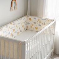 嬰兒床圍寶寶床護欄防撞擋布圍欄軟包純棉卡其獅子120*30一片式