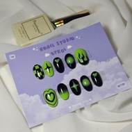 Gel Nails Neon Color Fire Pattern Fake Real Free Glue + File + Leather Push Stick