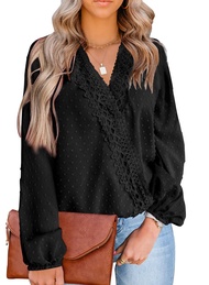 LOLONG Womens Tops Short/Long Sleeve V Neck Chiffon Blouses Dressy Casual Pom Poms Shirts