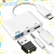 HLAR Type-C to 3.5m Tablet USB Splitter 3 in 1 Audio Converter