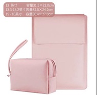 手提電腦袋連支架+電源包（細袋） 粉紅色女macbookPro14寸殼適用華為小米聯想蘋果Macbook