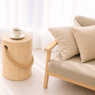 日本檜木天然實木原木圓木凳 附繩把手 可提式設計 無塗裝 手工製