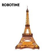 Robotime self-assembled Wooden Tower model Rolife Night of the Eiffel Tower 3D Wooden Puzzle TGL01 M