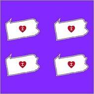 4 Pack | I Love Pennsylvania State Shaped Decal Sticker with Red Heart | Water Proof 3.5 Inch | PA |