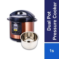 Russell Taylors Dual Pot Pressure Cooker Rice Cooker 2 Pots + Steam (6L) PC-60