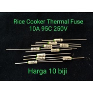 10 biji 10A 95C 250V Thermal Fuse