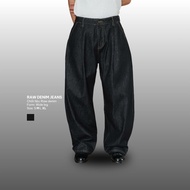 Men's Raw Denim Wide Leg Pleated Jeans – Wide Leg Jeans Raw Denim B Brown