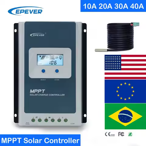 EPever MPPT 10A 20A 30A 40A Solar Charge Controller 12V24V Auto Solar Battery Charger Max PV VOC 100