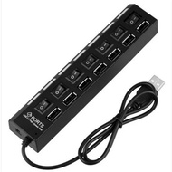 USB Hub 7 Port Led On Switch High Speed Off/