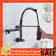 Kitchen Pull Out Faucet Kitchen Sink Wall Mounted Single Cold Stainless Steel Pull Down Faucet Black