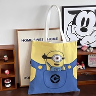 Little Yellow Man Canvas Bag Elementary School Students One-Shoulder Canvas School Bag File Bag Stud