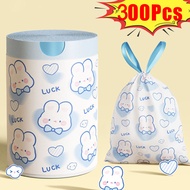 300Pcs Cute Blue Heart Rabbit Thickened Drawstring Trash Bags - Easy Closure, Multi-Purpose Plastic 