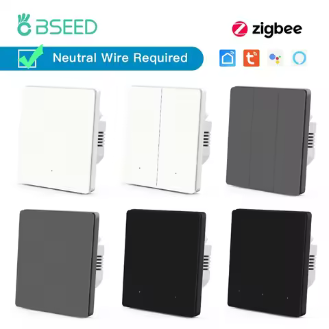 BSEED Zigbee Light Switches 1/2/3Gang 1/2/3Way Smart Wall Switches Tuya Smart Life APP Google Alexa 