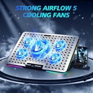 COOLCOLD Cooling Pad Laptop Gaming Cooling Fan 5 Fan RGB 17.3 Inch - F5 Plus