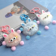 RI Cute Plush Fur Ball Keychain Unique Briquette Pendant Novelty Fluffy Keys Bag Charm Trendy Bag Ac