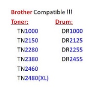 Compatible Brother TN1000 TN2150 TN2280 TN2380 TN2460 TN2480 Toner and DR1000 DR2125 DR2255 DR2455 D