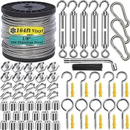 1/8" Wire Rope Kit,Steel Wire Cable,M5 Turnbuckles for Cable Wire 164FT Vinyl Coated Stainless Steel