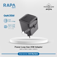 RAPAtech Power Loop GaN PD 35W 67W Adapter Charger with Retractable Cable USB-C