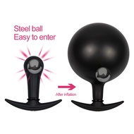 ❍™Inflatable Huge Anal Butt Plug Built-in Steel Ball Women Vaginal Dilator Expandable Silicone Men Prostate Massager Se