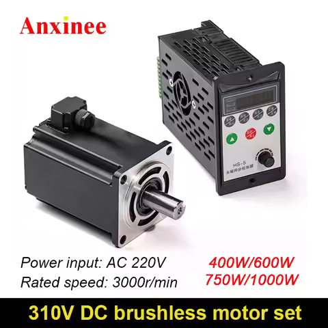 Anxinee High Voltage 310V DC No Hall Brushless Motor 400W6000W750W1000W 3000RPM With Drive Set AC 22