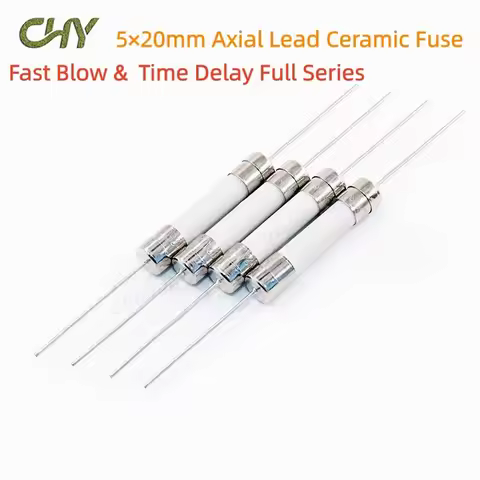 10-200Pcs 5x20mm Ceramic Fuse With Pins Fast Blow Time Delay 250V F/T0.5A 1A 2A 3.15A 4A 5A 6.3A 7A 