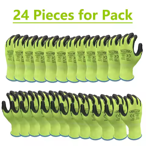 NMSafety Mechanic Work Glove With PU Rubber Palm Coated,General Purpose Gloves,12 Pairs, EN388 4131X