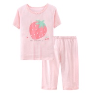MAMDADKIDS - 竹節棉短袖套裝/家居服-大粒草莓-粉色