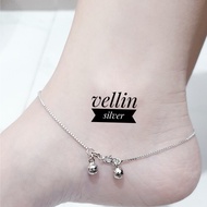 Italian Silver 925 Anklet with White Gold Plating - Authentic 925 Silver Women's Anklet Jewelry, Ant