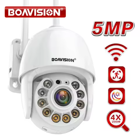 5MP 4MP 2MP Wifi Surveillance Camera Outdoor AI Human Detection Color Night Vision 4X Digital Zoom P