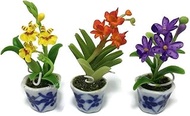 3 pc Miniature Flower Clay Dollhouse Fairy Garden Mini Plant Trees Ceramic Paint Furniture Bundles A