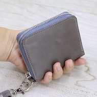 Womens Leather Mini Zip Wallet with Wrist Strap / Handmade Wallet / Hand Wallet