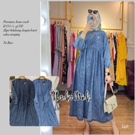 [✅Baru] Midi Dress Jeans Wanita Terbaru/Nadia Midi/Dress Jeans Jumbo