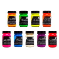 สี สีอะคริลิค สีสะท้อนแสง เอสที ST ขนาด 120 ml. Fluorescent acrylic Colour (1ขวด) พร้อมส่ง